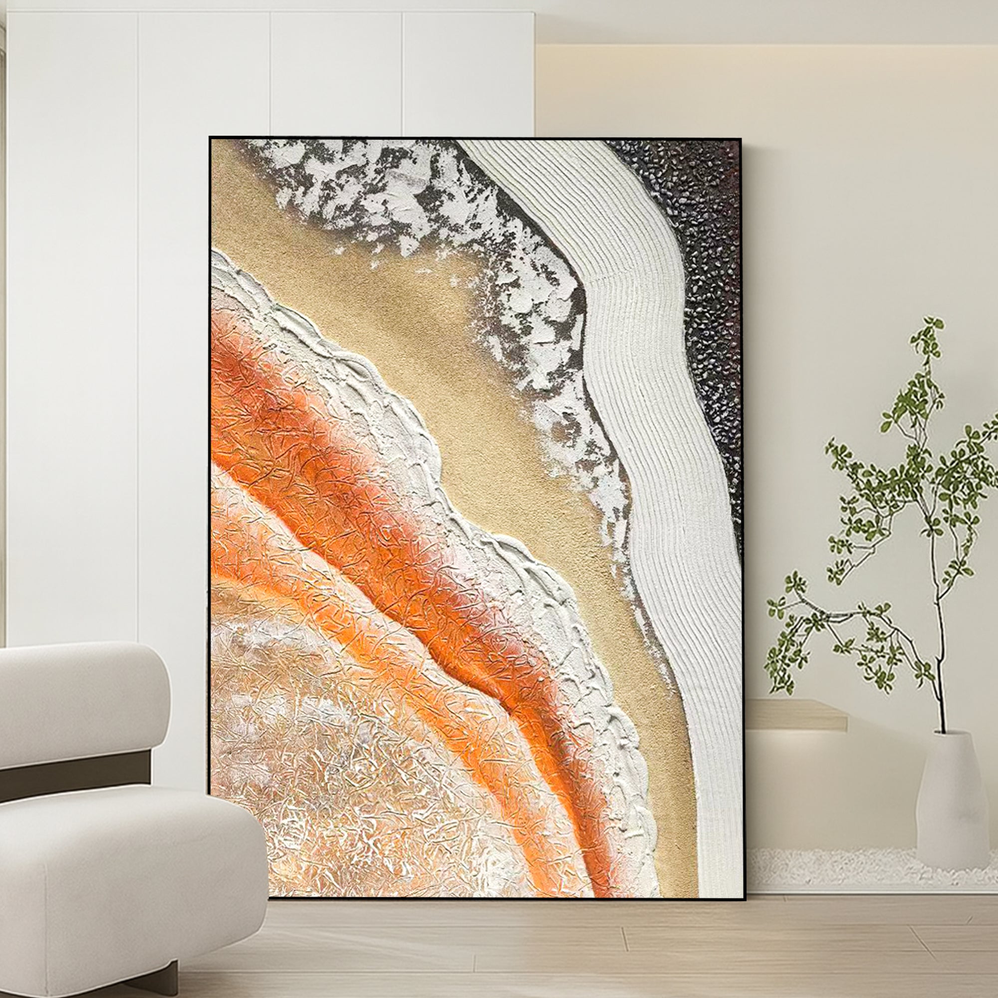 Textured Abstract Wall Art Original Hand Painted Canvas | Earth Tone Geode Inspired Painting | 3D Organic Landscape Art for Modern Decor
