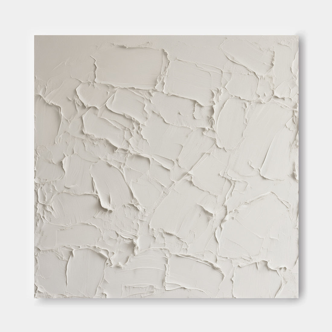 The image is a plain white surface with a textured, uneven appearance, resembling a wall or a canvas.