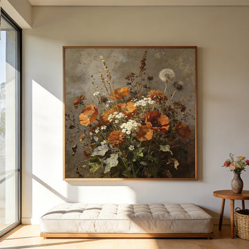 Original Vintage Floral Oil Painting on Canvas