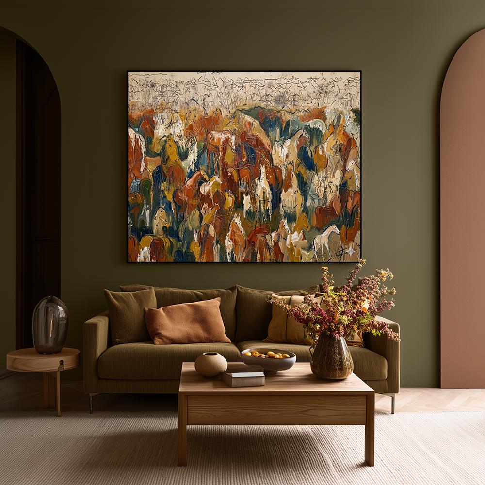 Abstract Horse Oil Painting Wild Horse Canvas Wall Art, Horse Wall Decor, Horse Artwork, Animal Wall Decor
