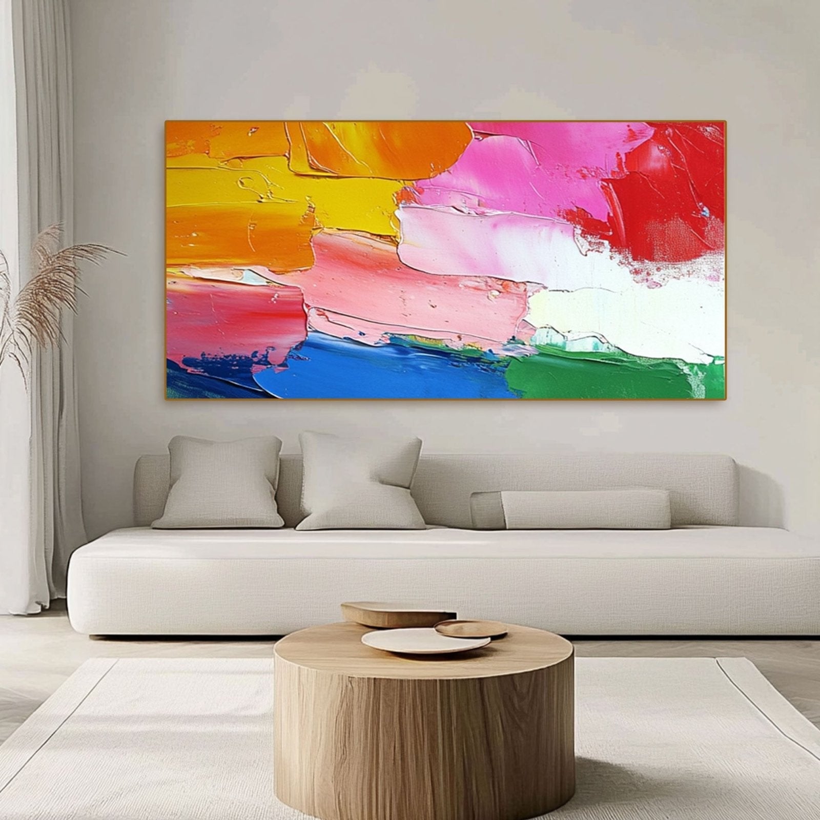 Abstract Colorful Painting "Coucher du Soleil Arc-en-Ciel"