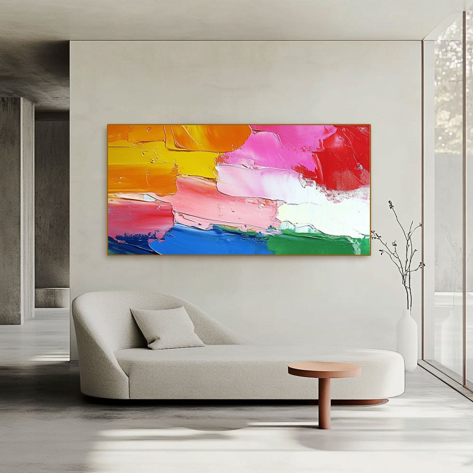 Abstract Colorful Painting "Coucher du Soleil Arc-en-Ciel"