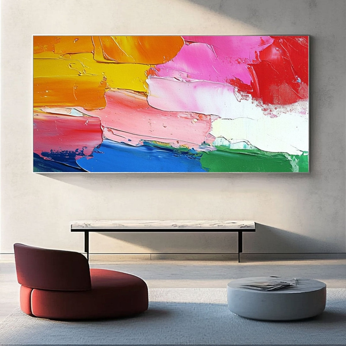 Abstract Colorful Painting "Coucher du Soleil Arc-en-Ciel"