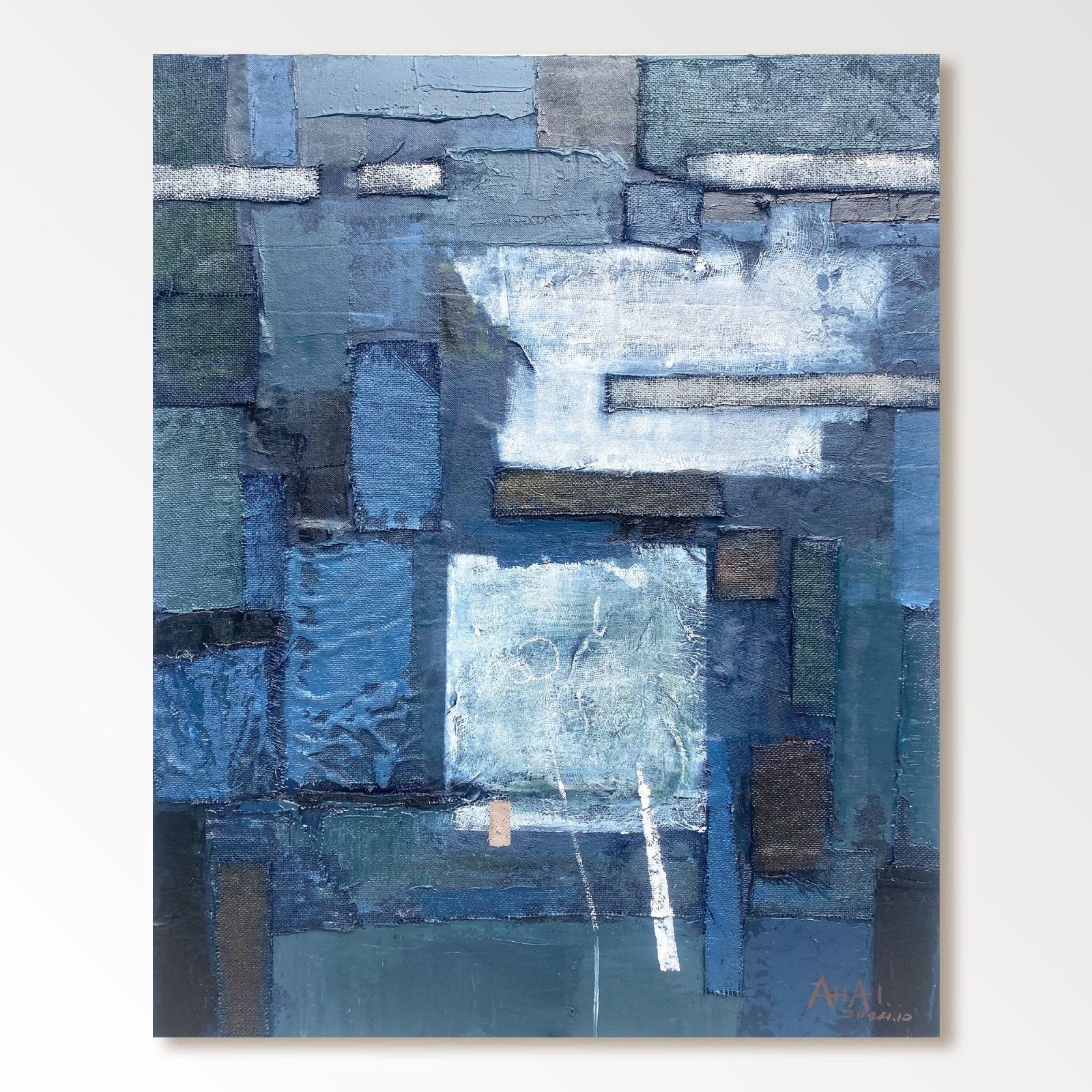 Abstrakt maleri "Armonía Azul"