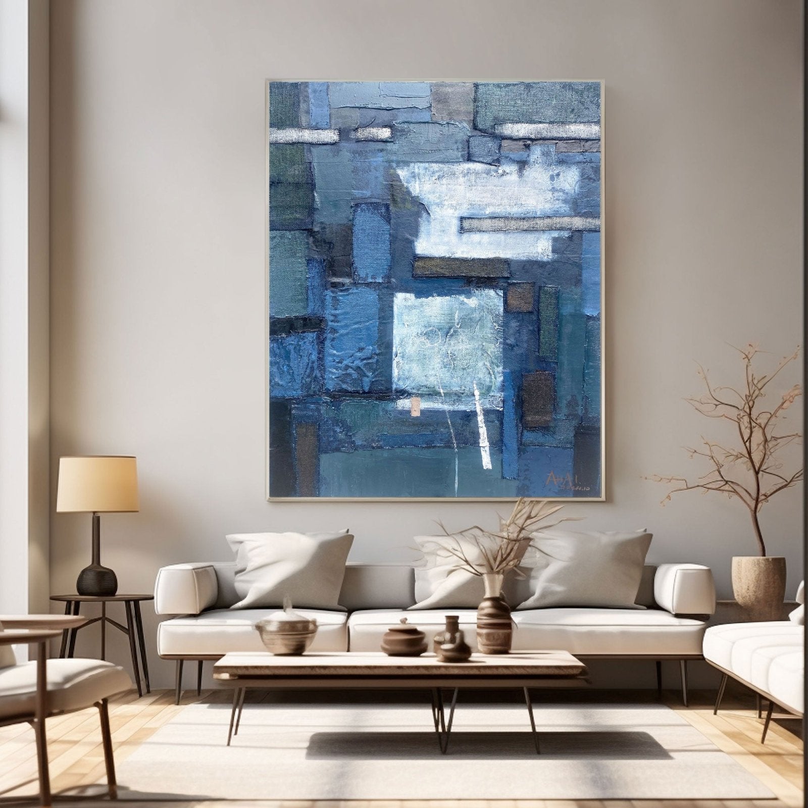 Abstrakt maleri "Armonía Azul"