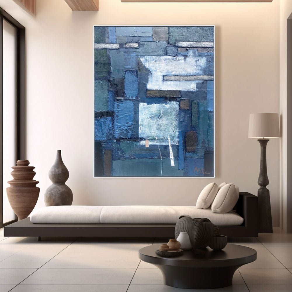 Abstrakt maleri "Armonía Azul"