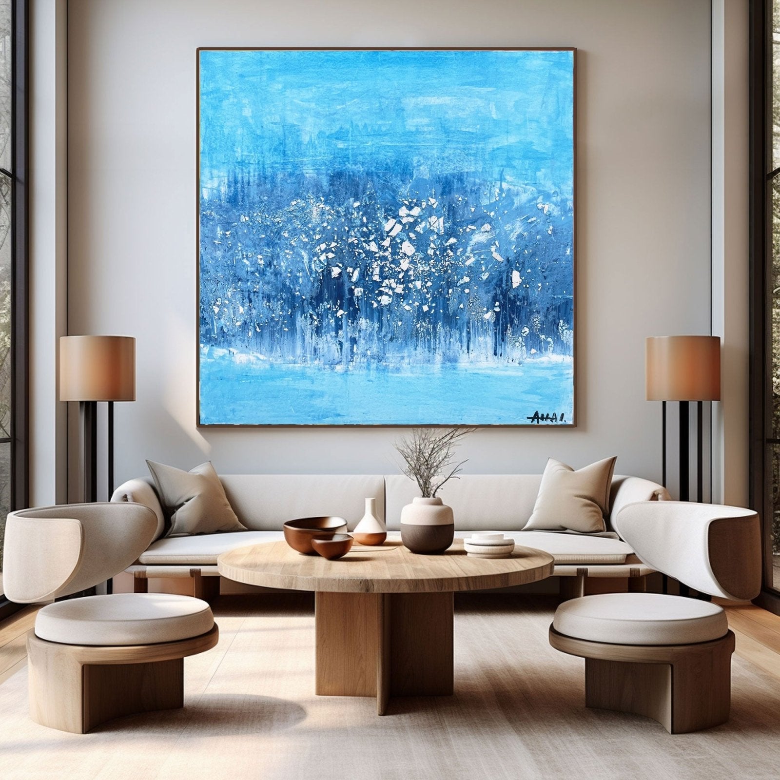 Abstract Painting "Blå Drömverden”