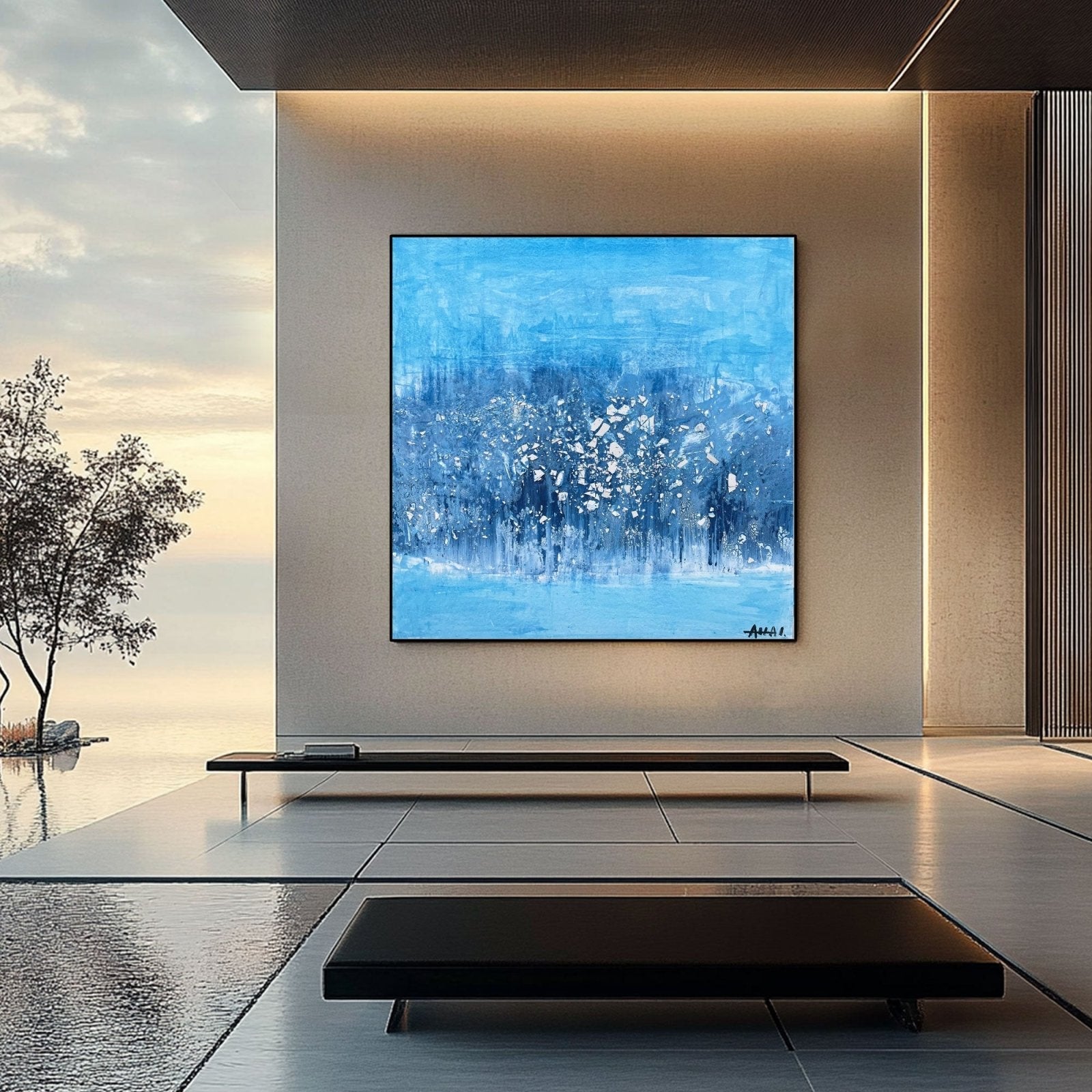 Abstract Painting "Blå Drömverden”