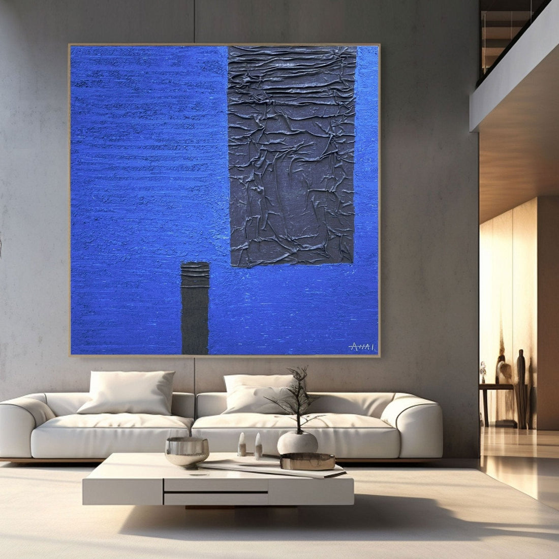 Abstract Painting "Blå och Mörker”