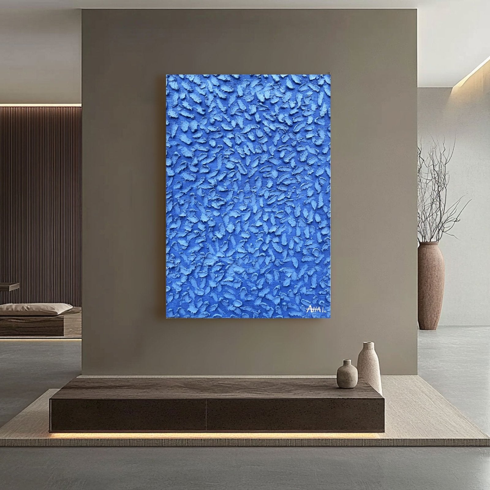 Abstraktes Gemälde „Blå Skurar“