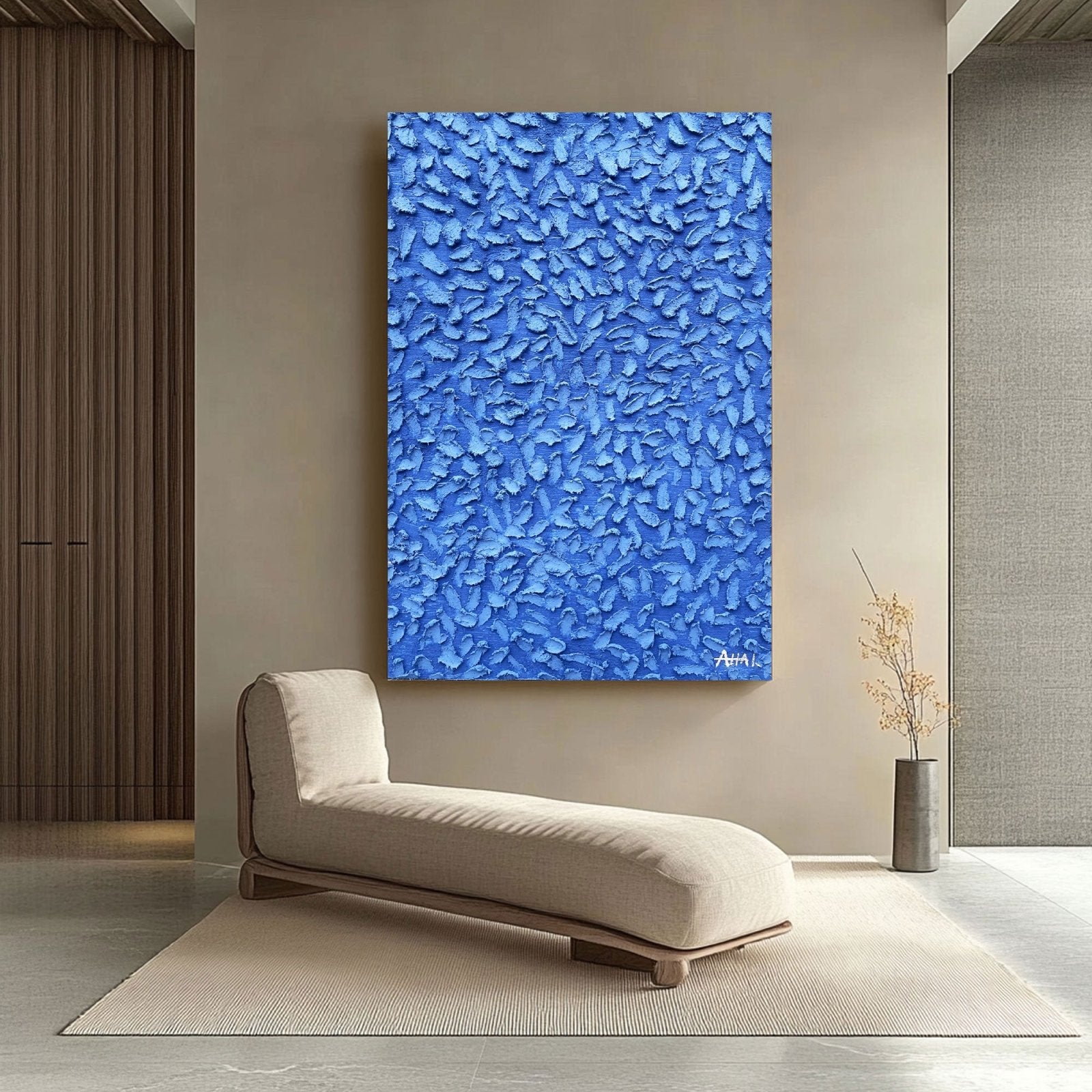 Abstraktes Gemälde „Blå Skurar“