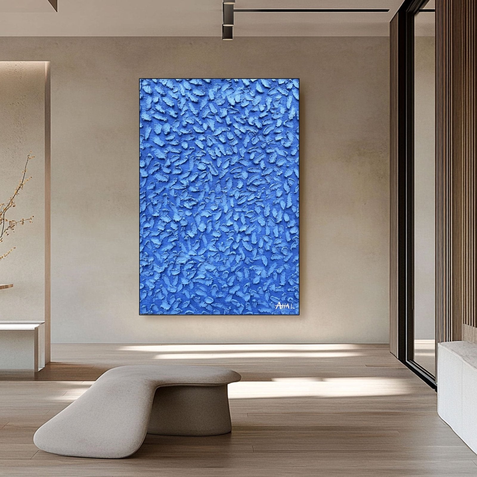 Abstraktes Gemälde „Blå Skurar“