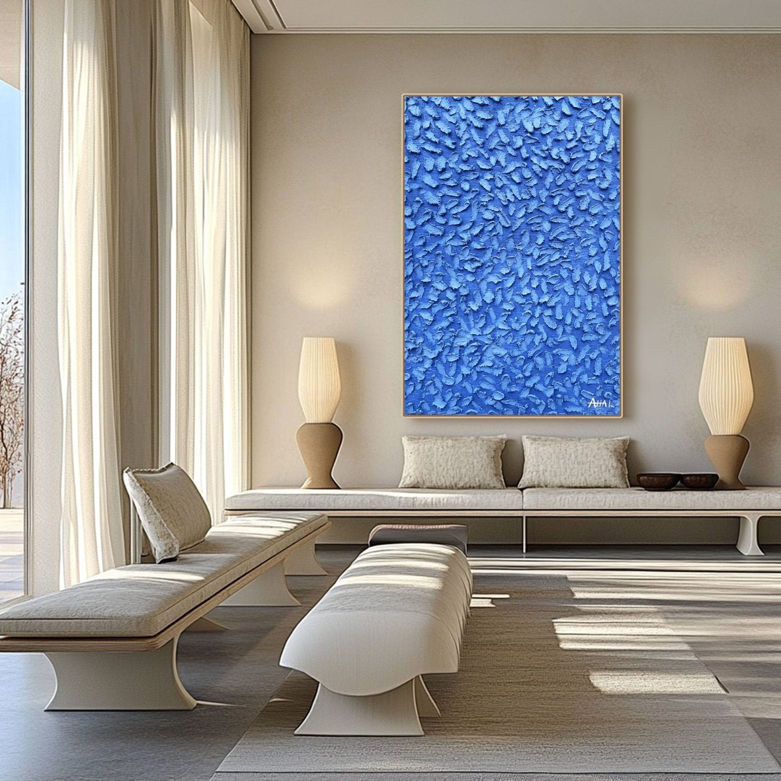 Abstraktes Gemälde „Blå Skurar“