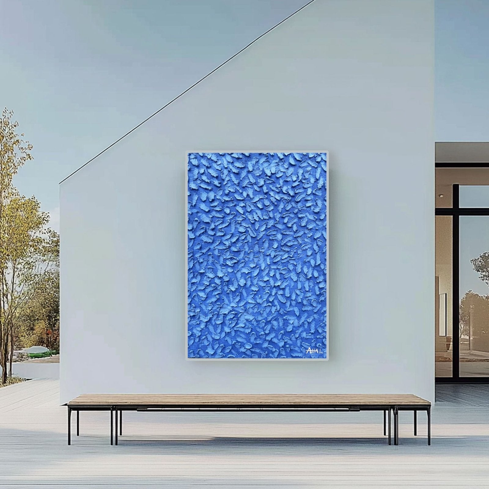 Abstraktes Gemälde „Blå Skurar“