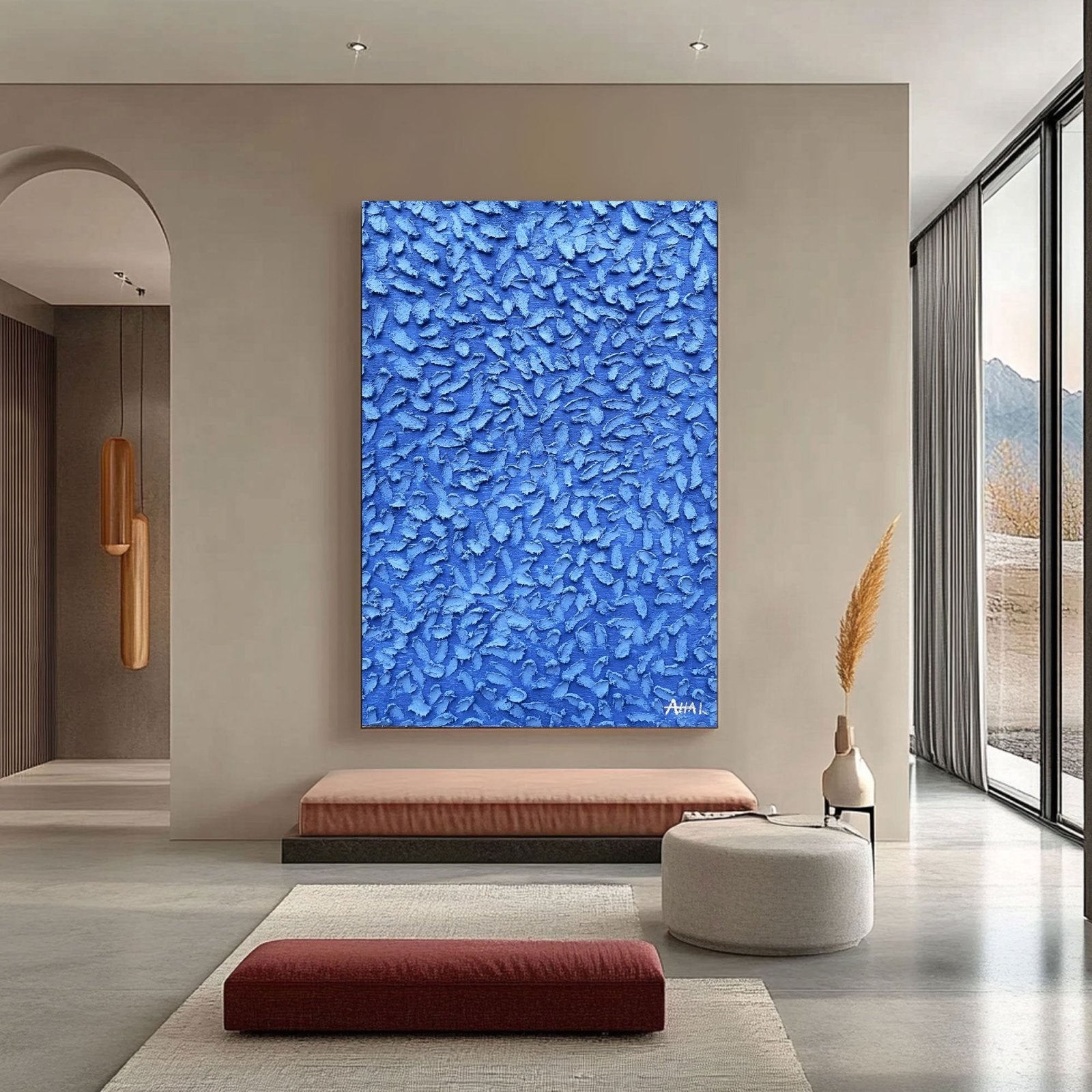 Abstraktes Gemälde „Blå Skurar“