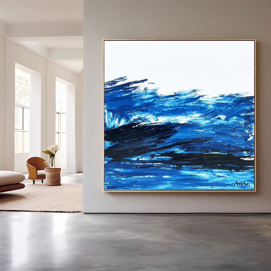 Abstract Painting "Blå Vågor”