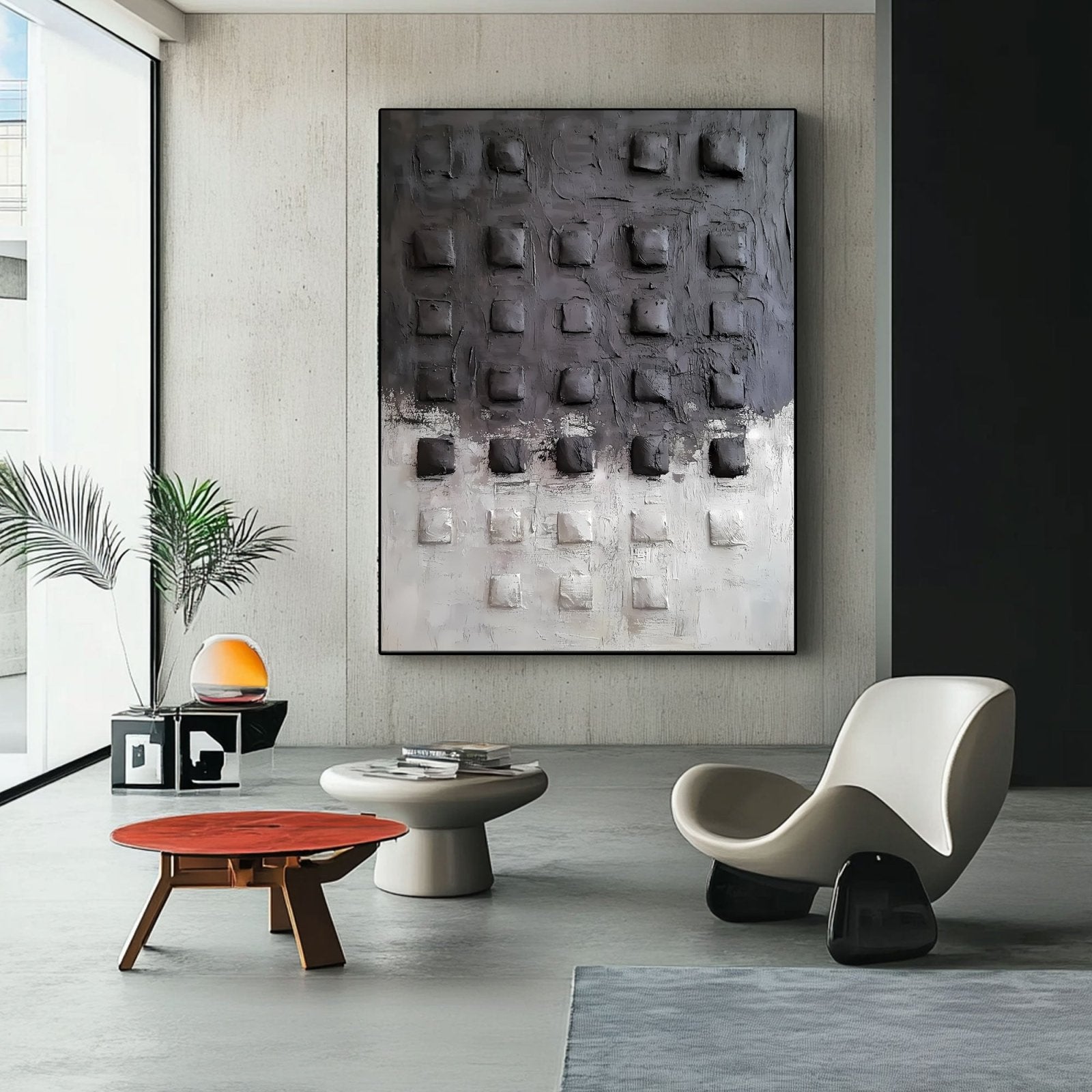 Abstract Painting "Cuadrados Grisáceos”