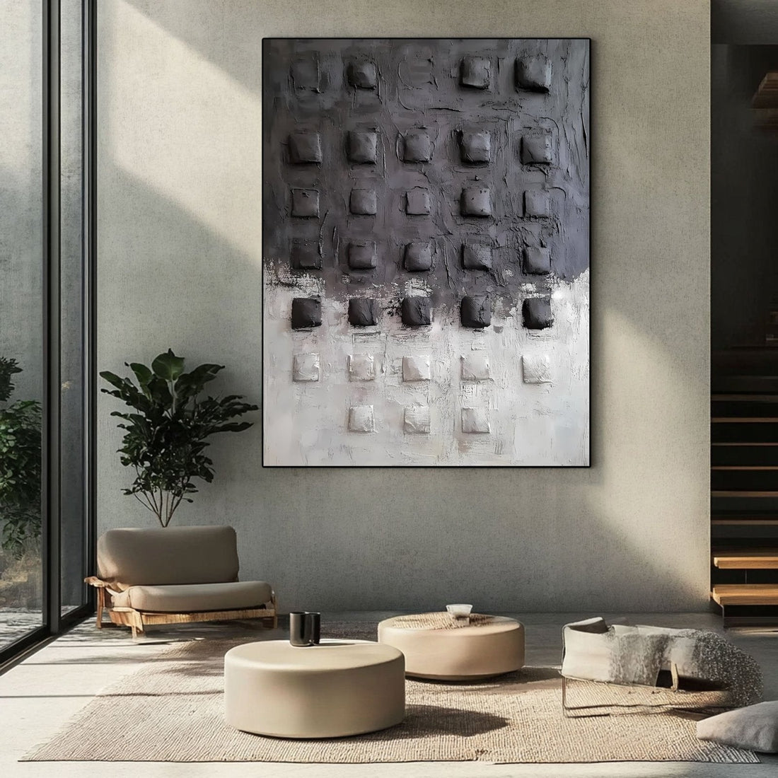 Abstract Painting "Cuadrados Grisáceos”