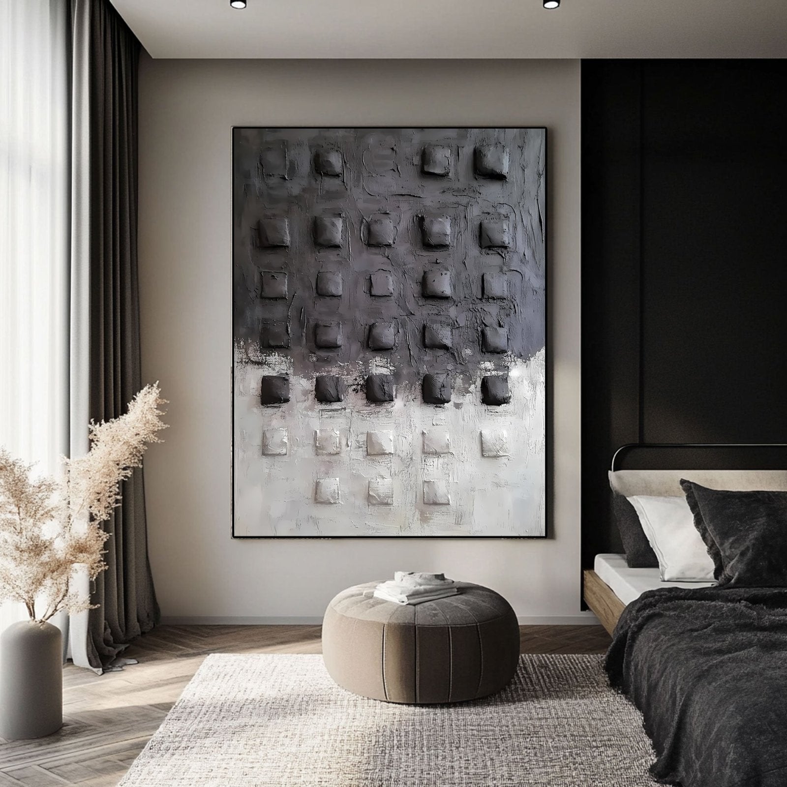Abstract Painting "Cuadrados Grisáceos”