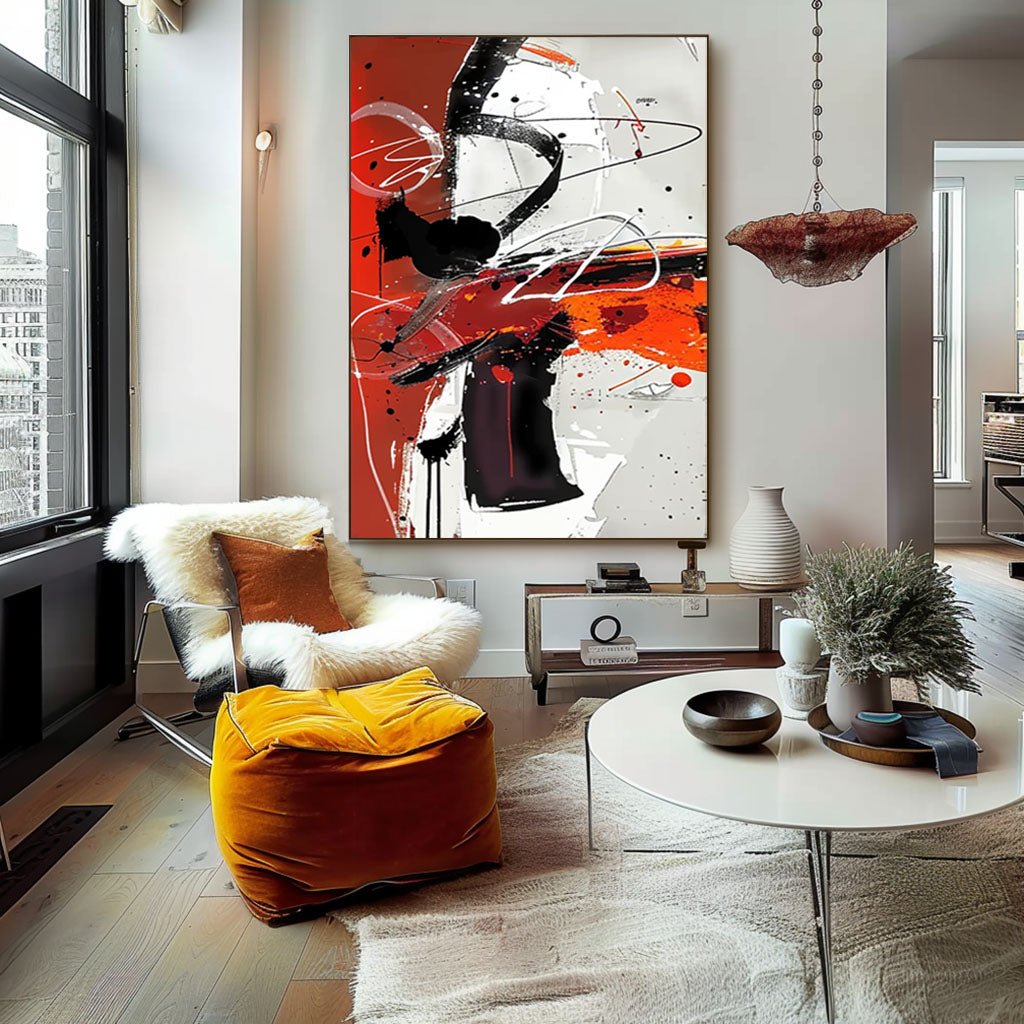 Abstract Painting "Éclat Rouge"