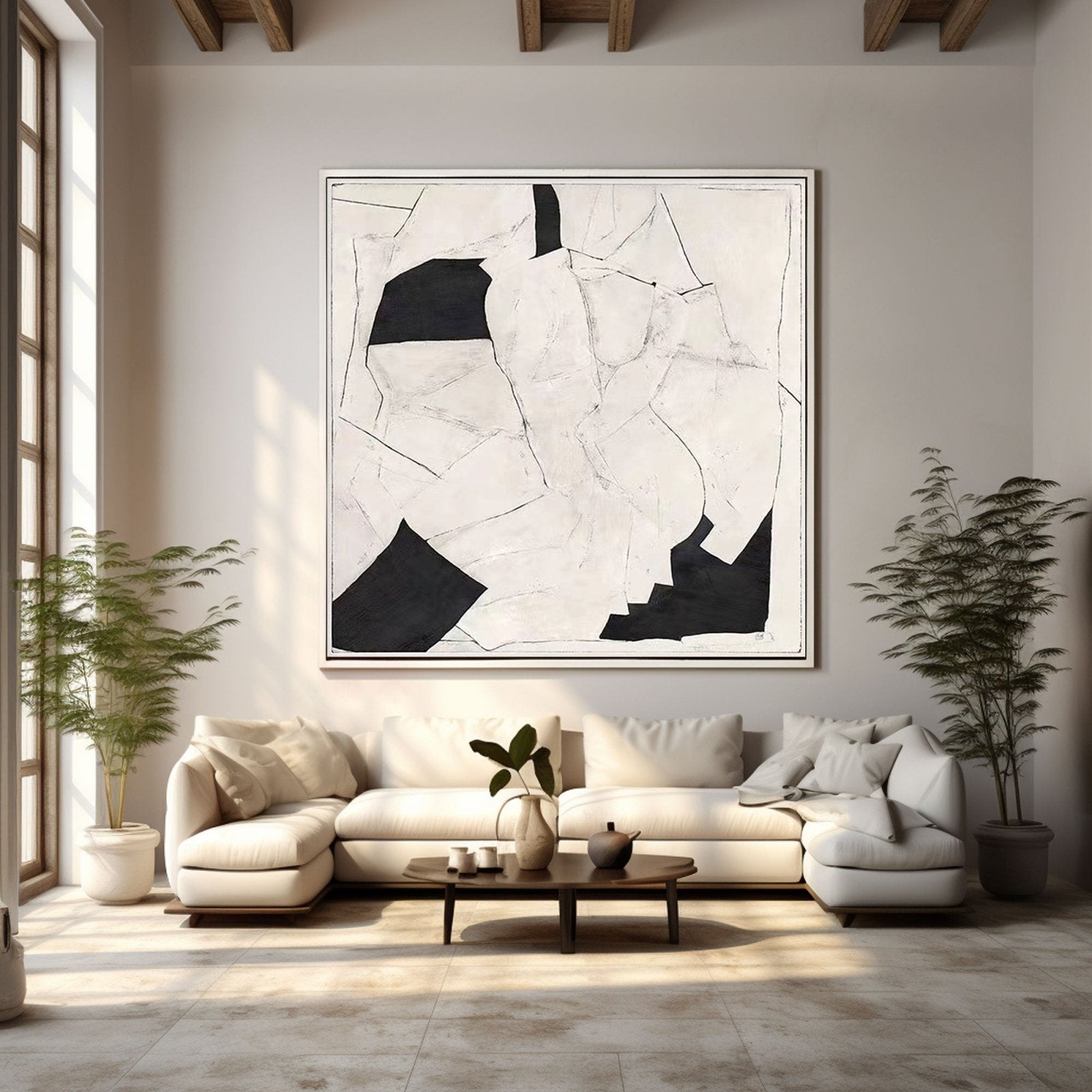 Abstract Painting "Embrace in Monochrome"