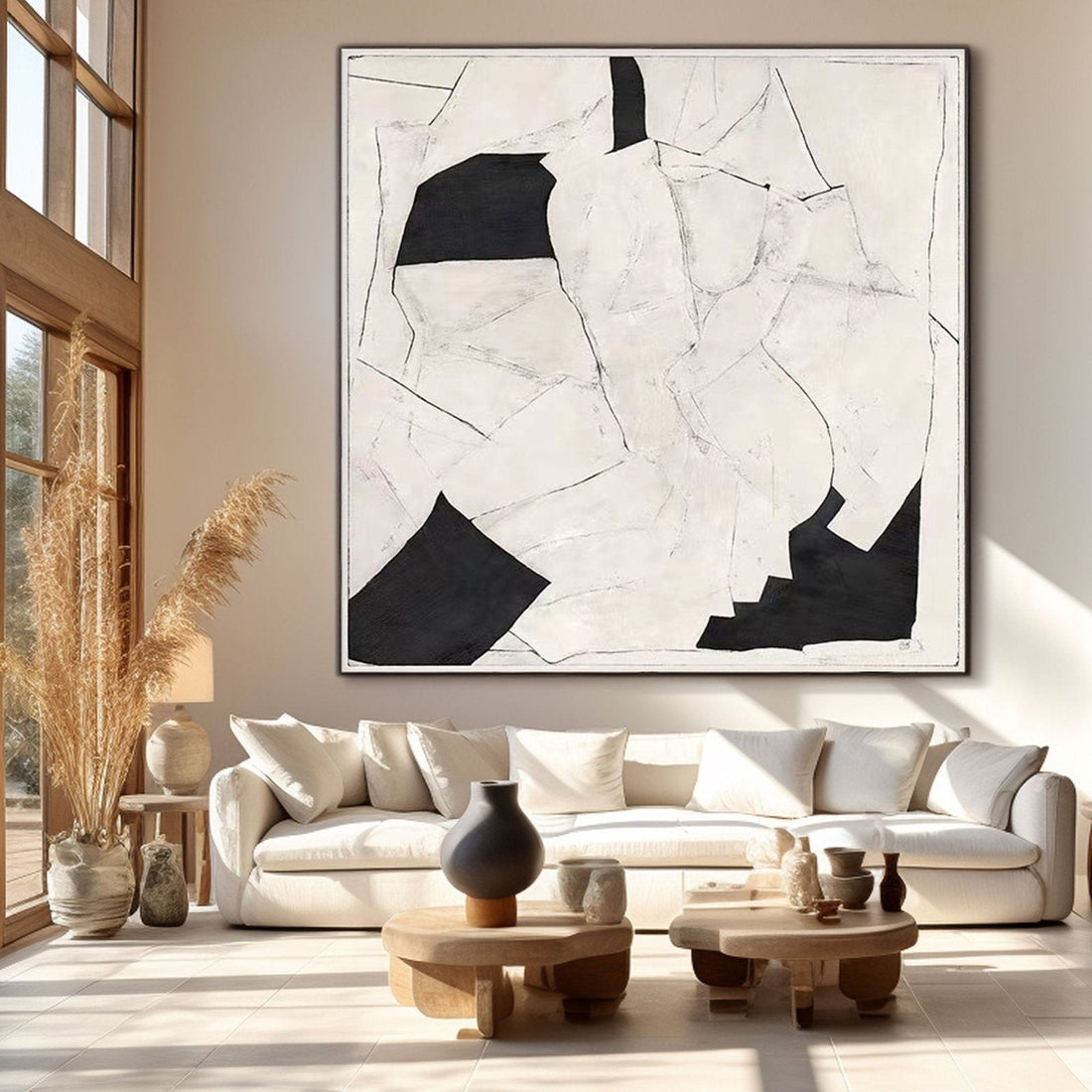 Abstract Painting "Embrace in Monochrome"