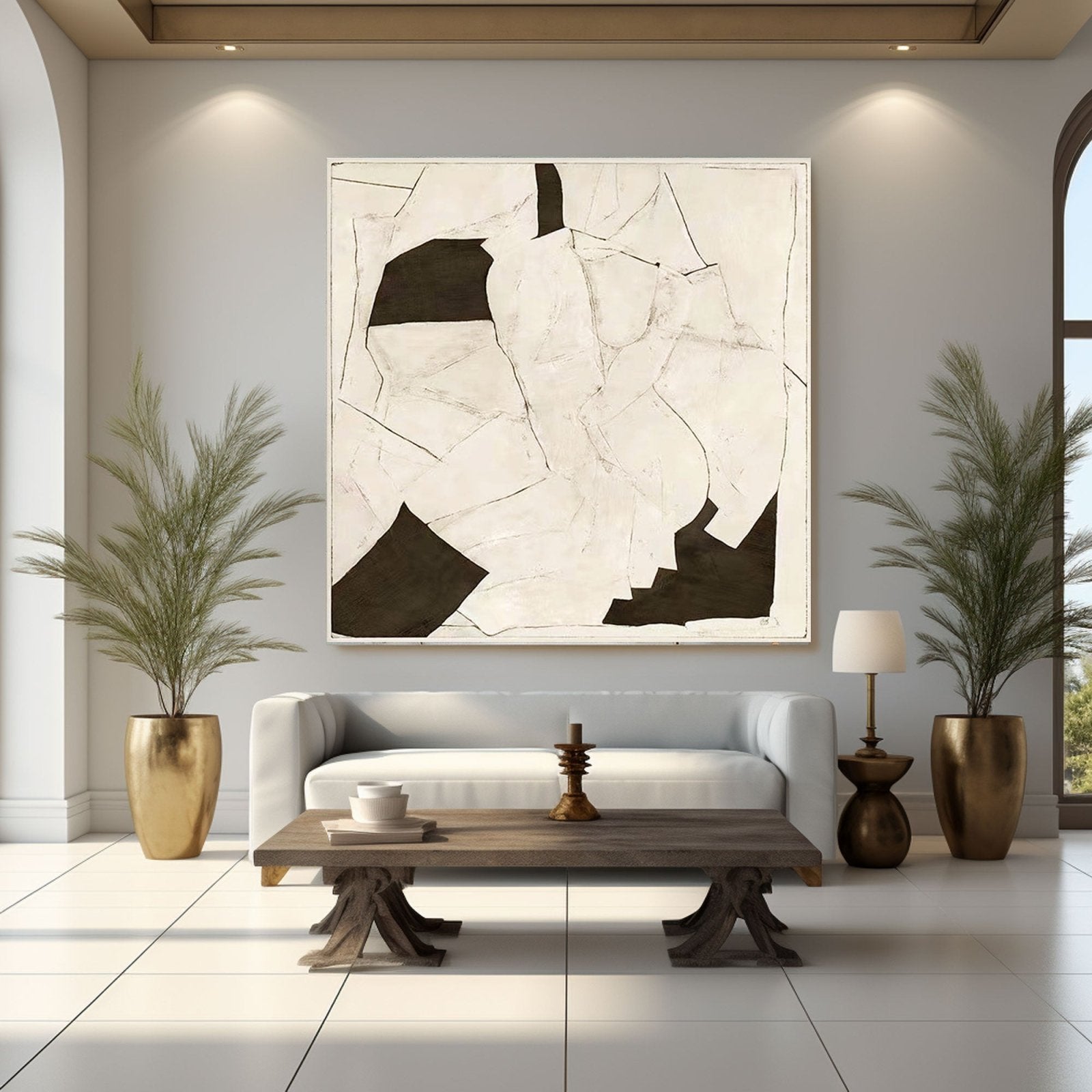 Abstract Painting "Embrace in Monochrome"