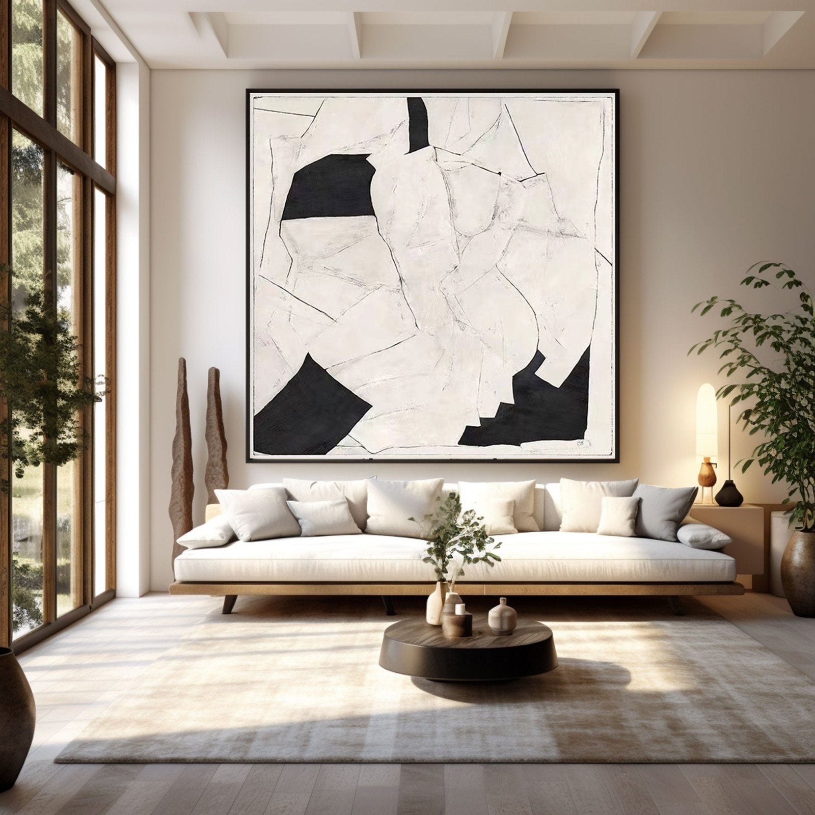 Abstract Painting "Embrace in Monochrome"