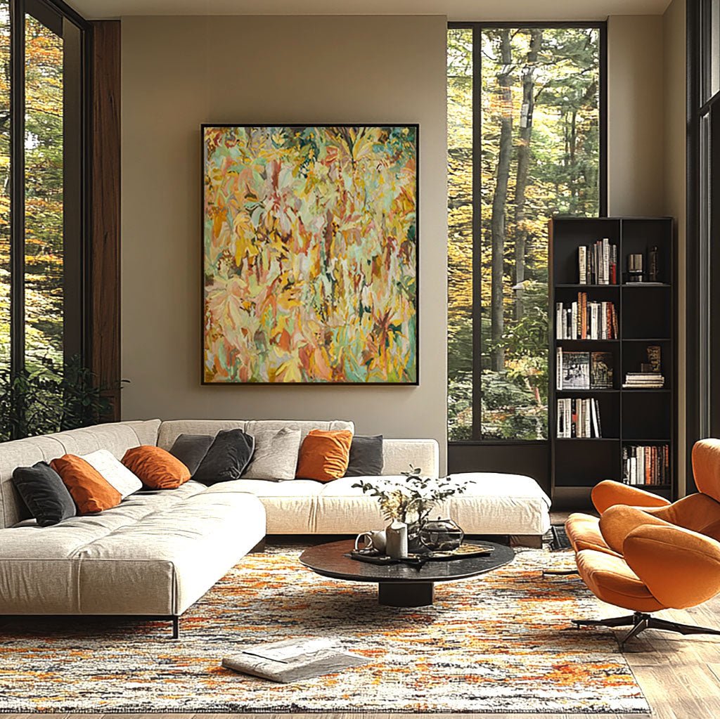 Abstract  Painting "Forêt Dorée"