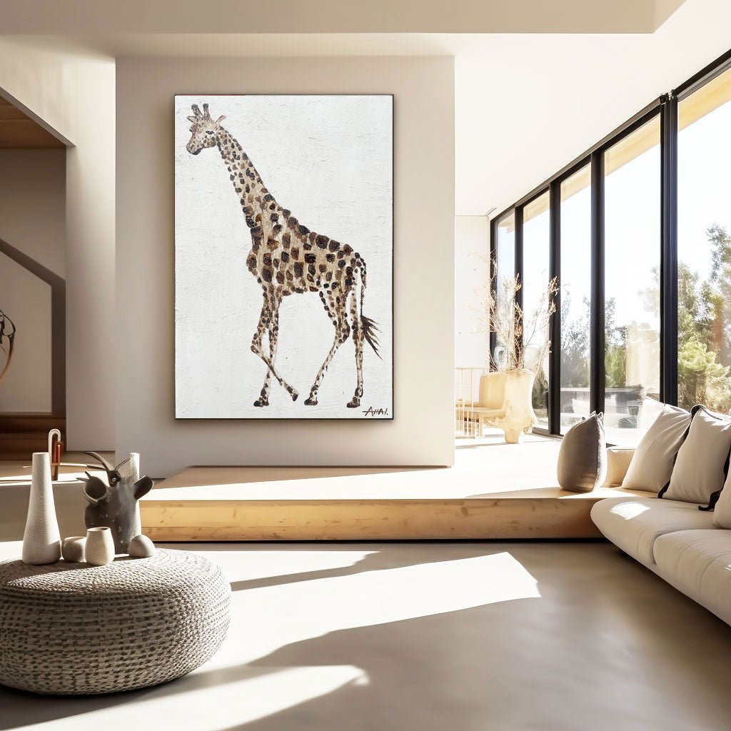 Abstrakt maleri "Giraffens Promenad"