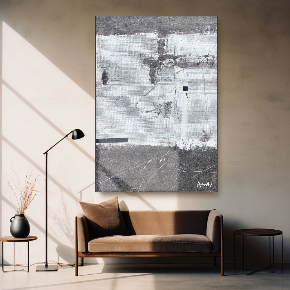Abstrakt maleri "Memoria en Blanco y Negro"