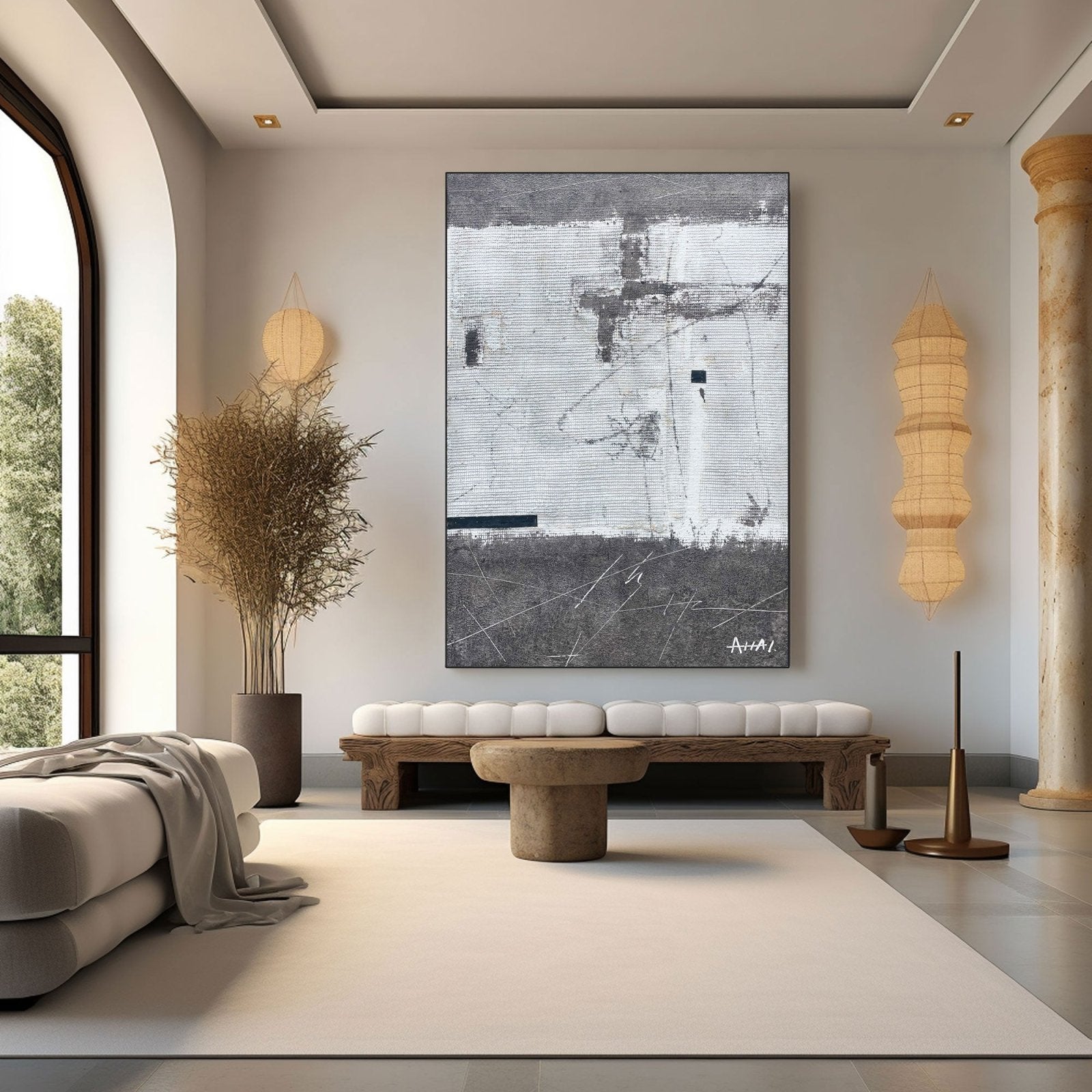 Abstrakt maleri "Memoria en Blanco y Negro"