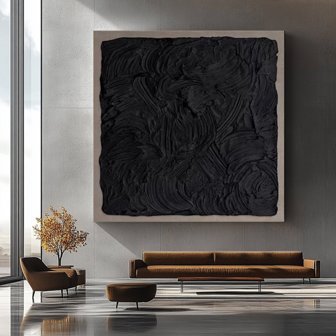 Abstrakt maleri "Olas Negras"