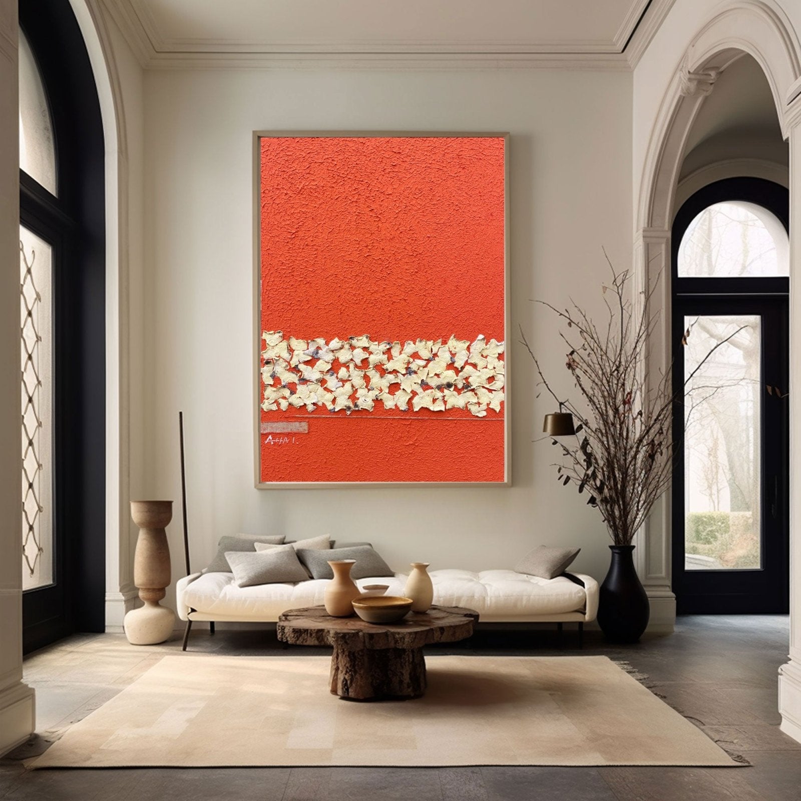 Abstract Painting "Röd och Skärvor”