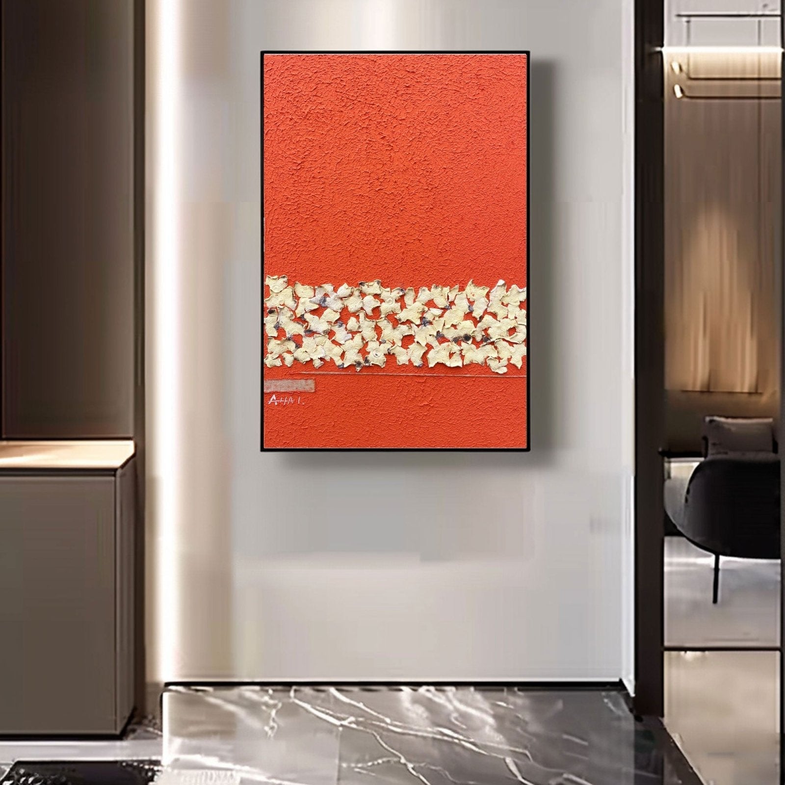 Abstract Painting "Röd och Skärvor”