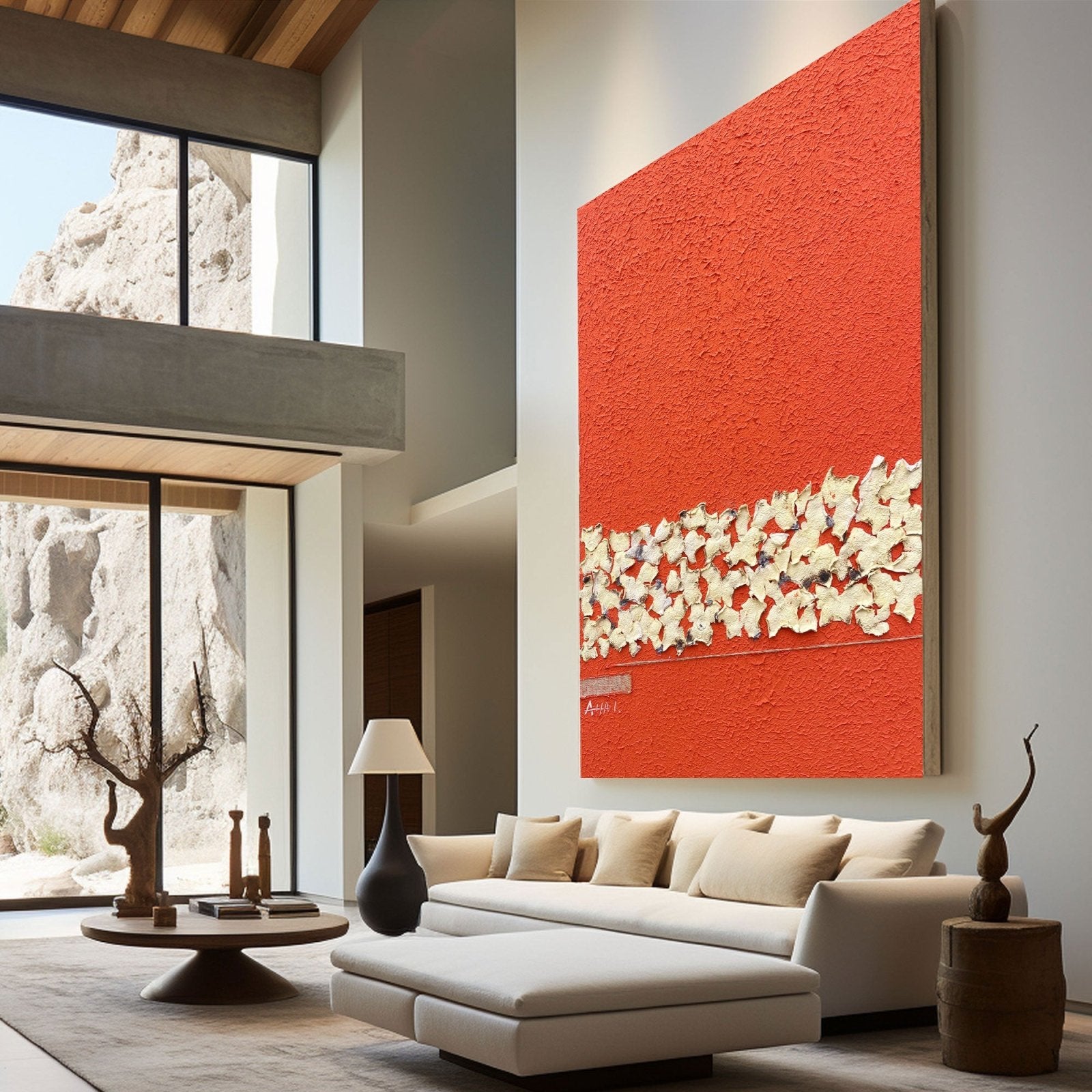 Abstract Painting "Röd och Skärvor”