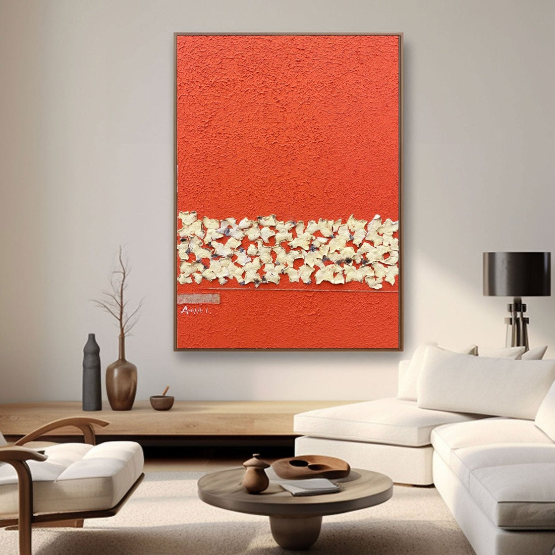 Abstract Painting "Röd och Skärvor”