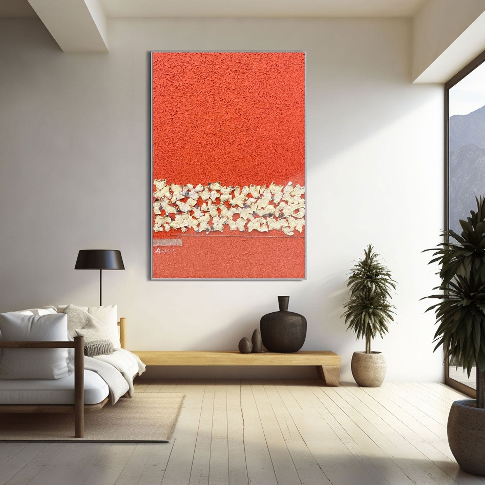 Abstract Painting "Röd och Skärvor”