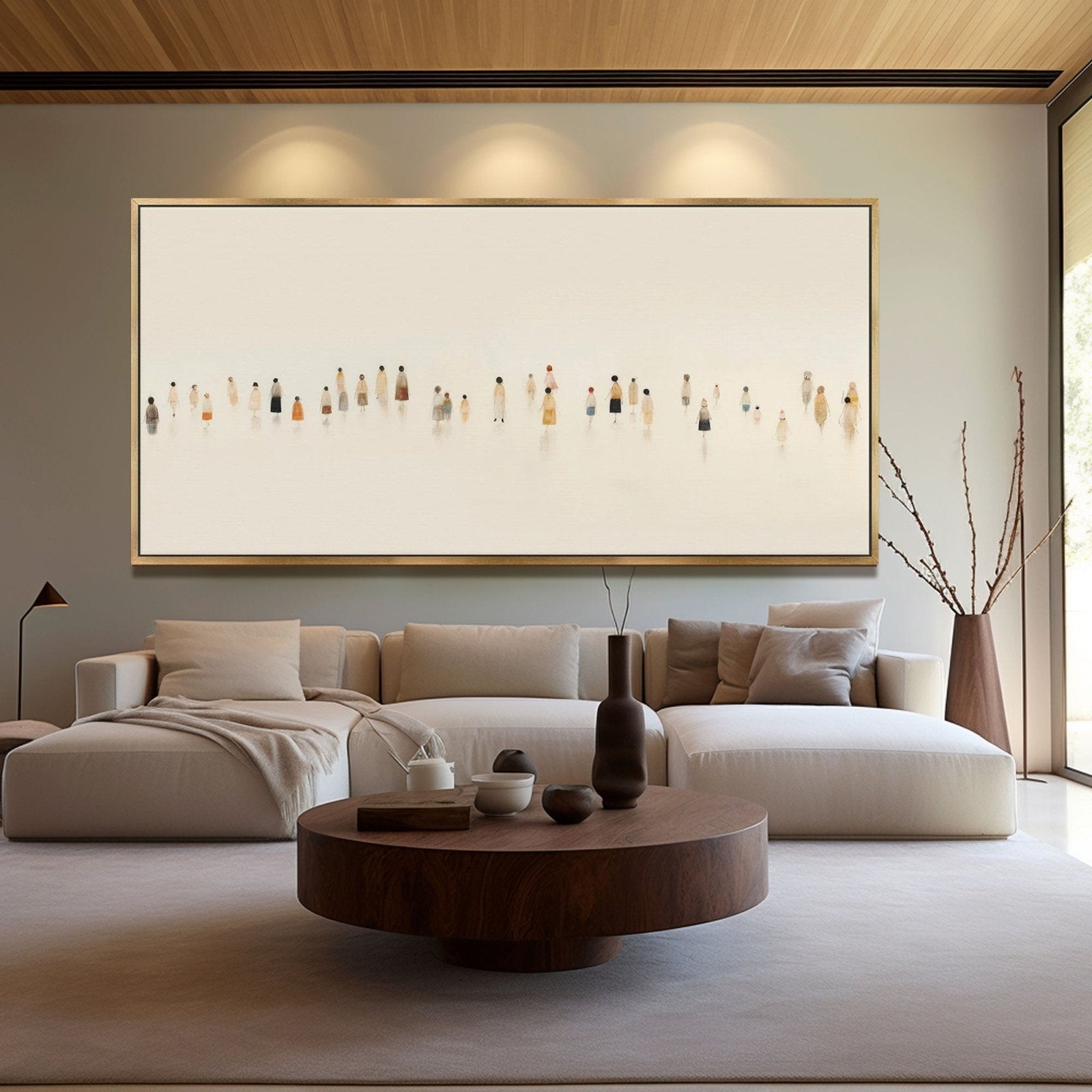 Abstract Painting "Silhouettes dans la Brume"