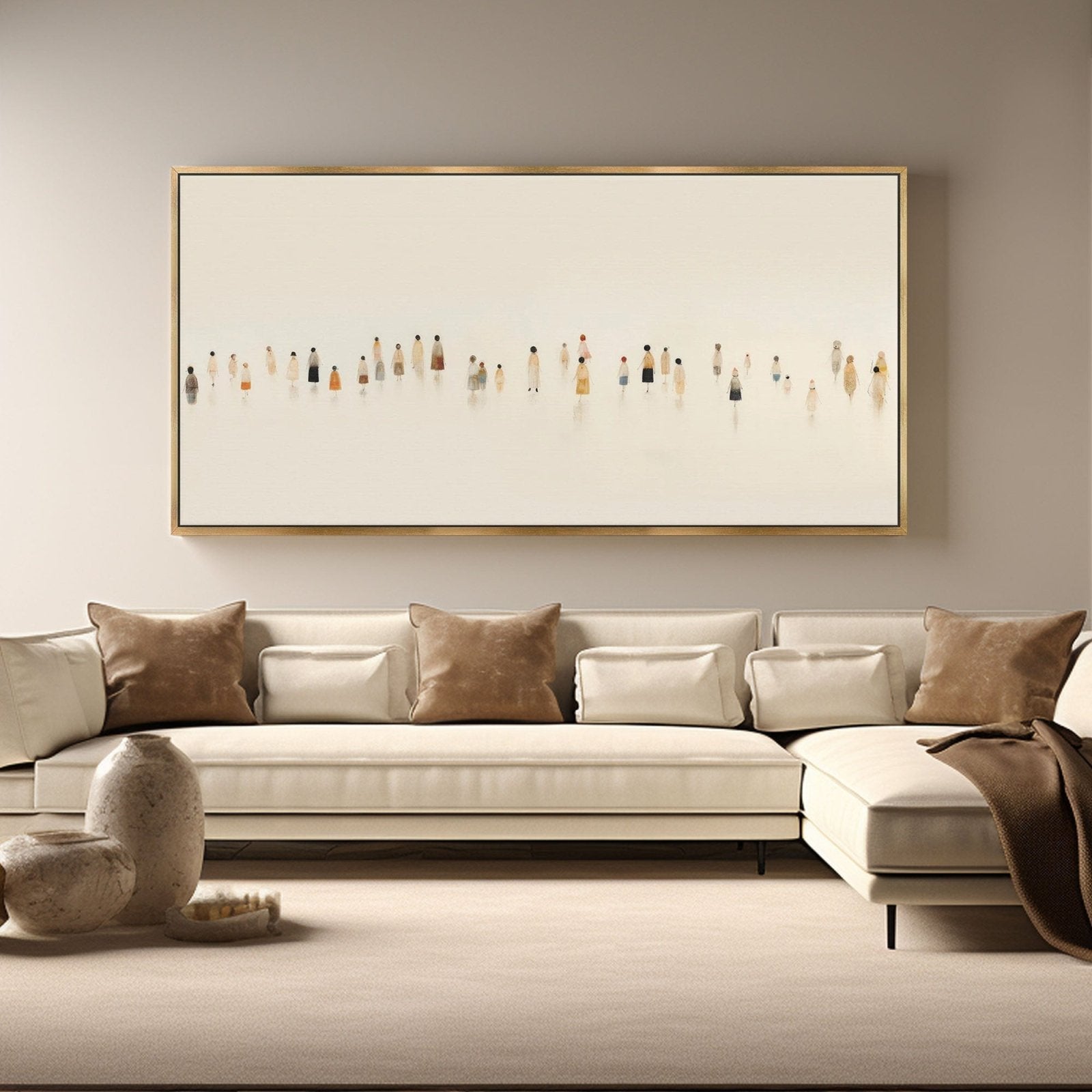 Abstract Painting "Silhouettes dans la Brume"
