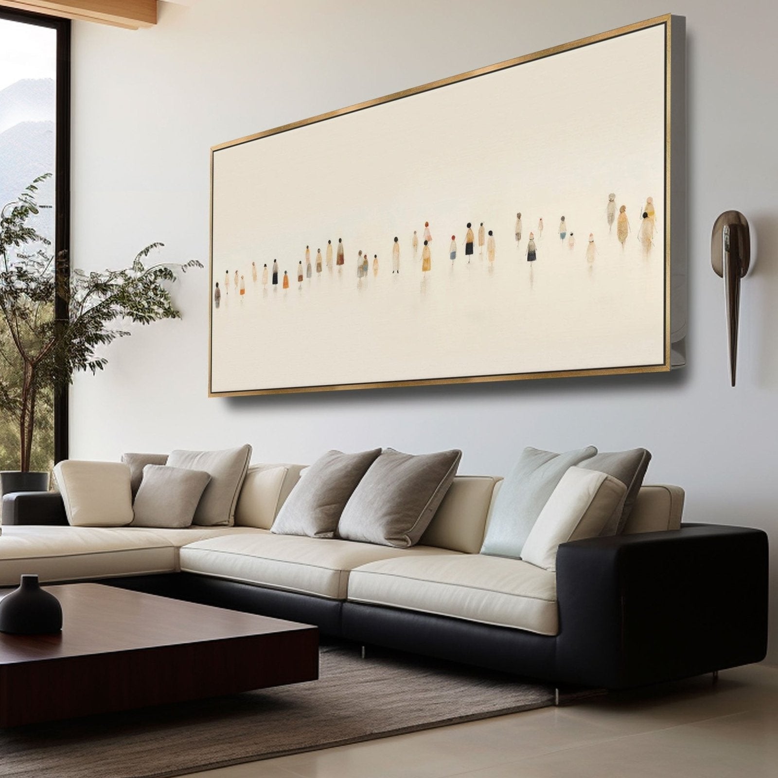 Abstract Painting "Silhouettes dans la Brume"