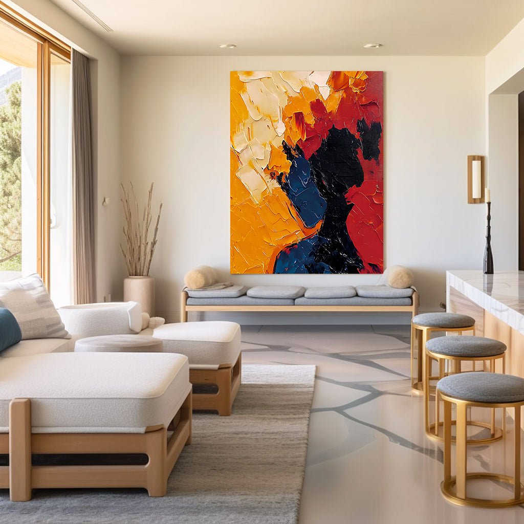 Abstract Painting "Silueta en Fuego”