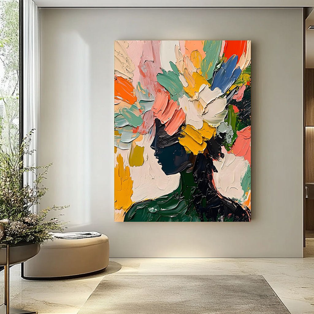 Abstrakt maleri "Blomstersilhuet"