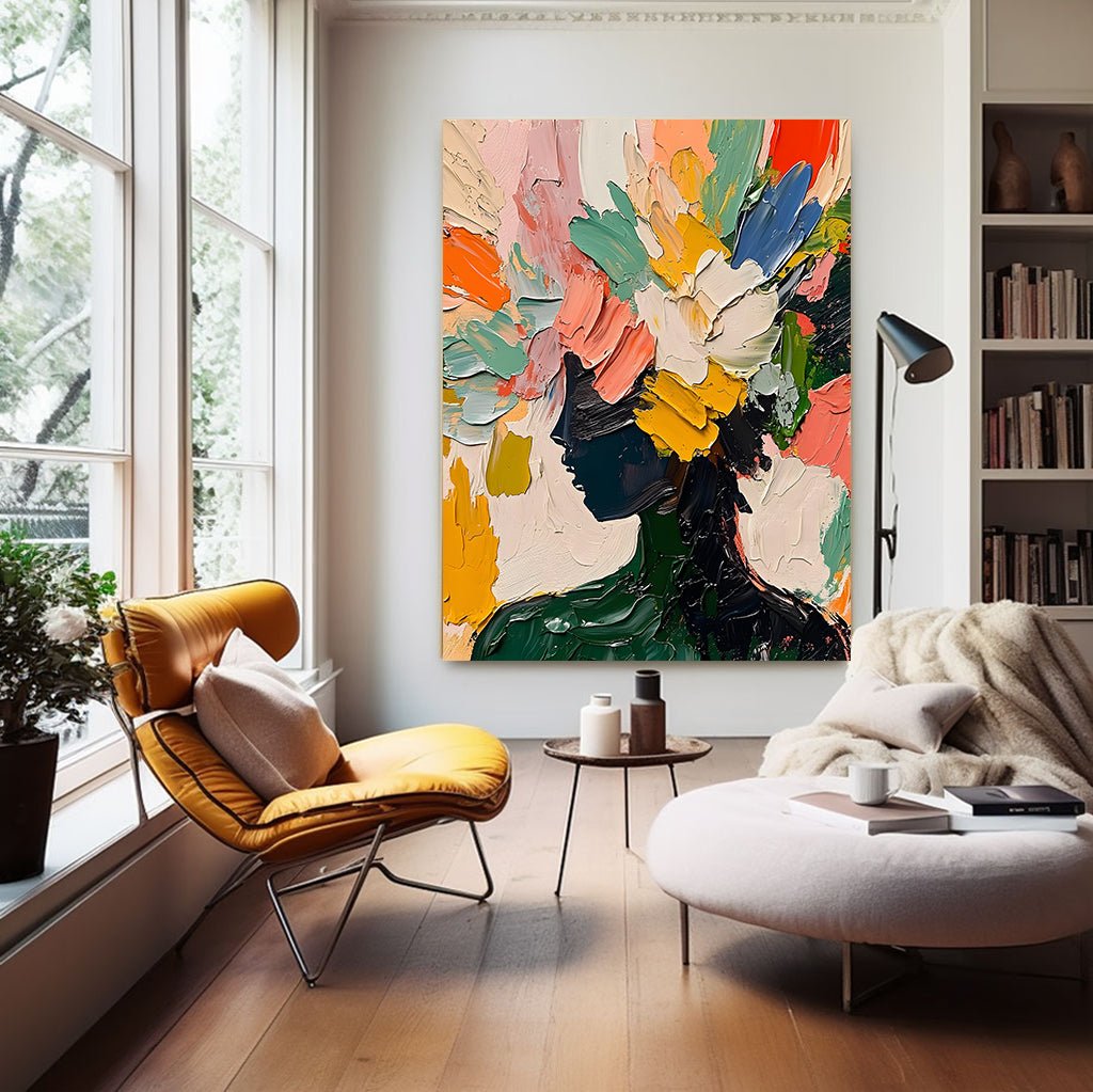 Abstrakt maleri "Blomstersilhuet"