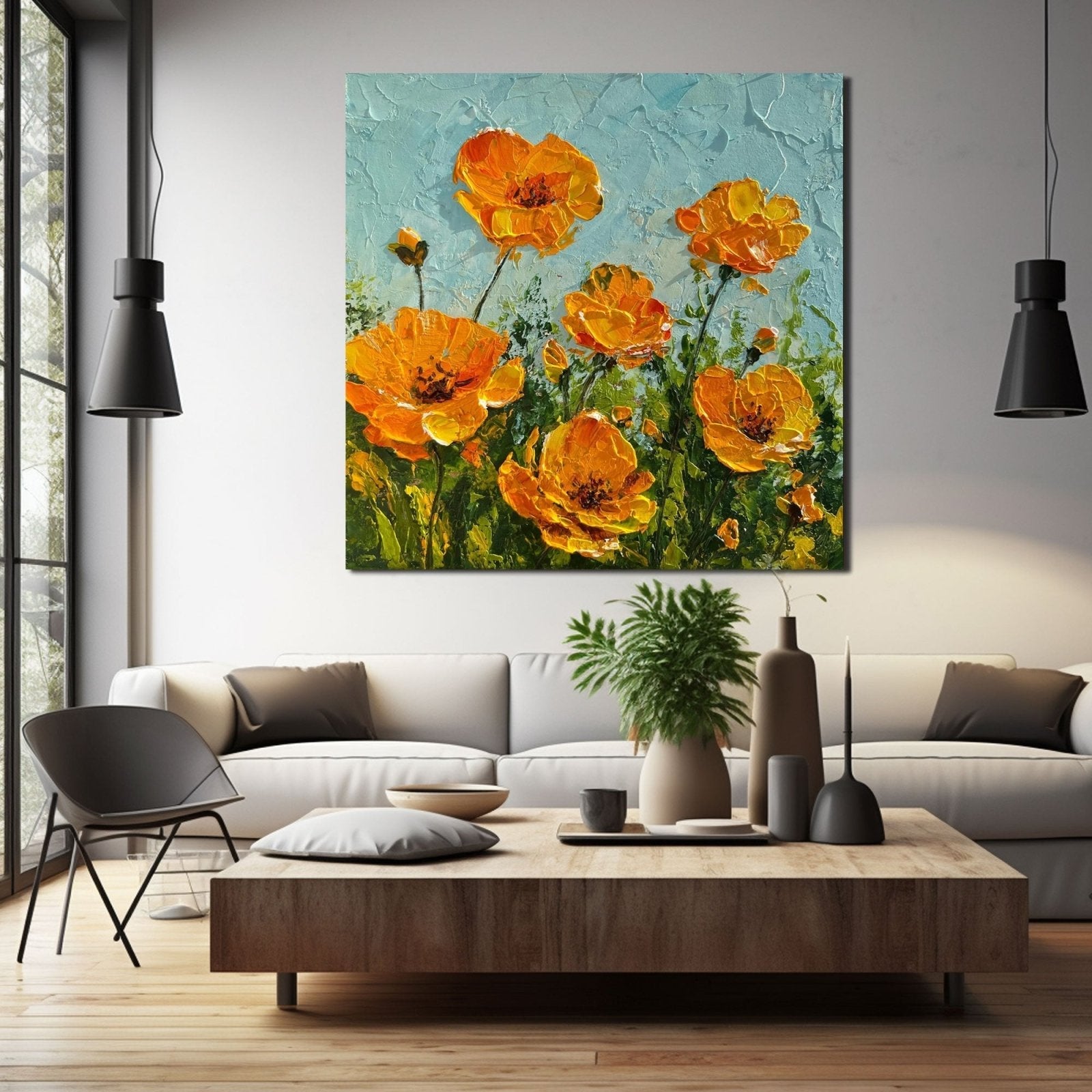 Abstrakt maleri "Soleil en Fleurs"