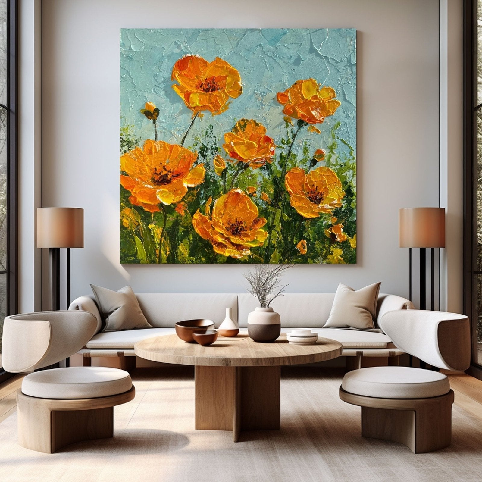 Abstrakt maleri "Soleil en Fleurs"