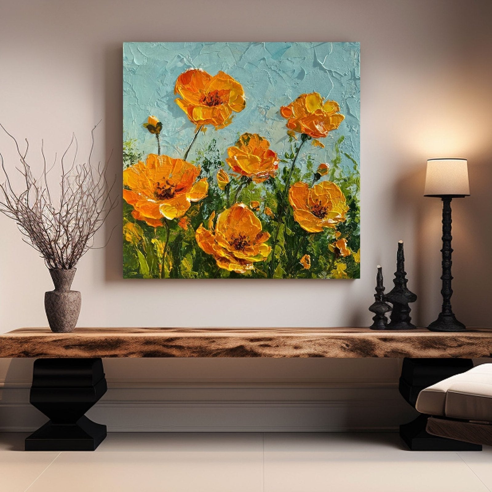 Abstrakt maleri "Soleil en Fleurs"