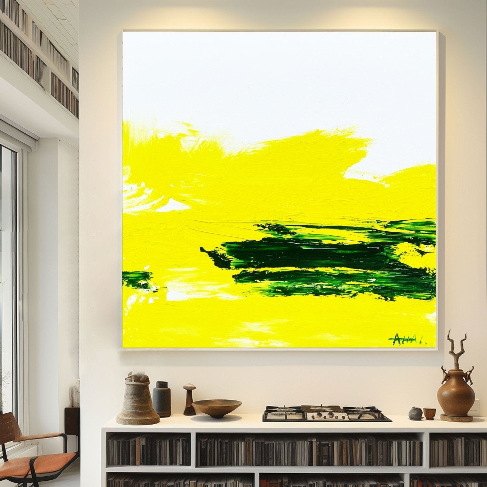 Abstract Painting "Solsken och Grönt”