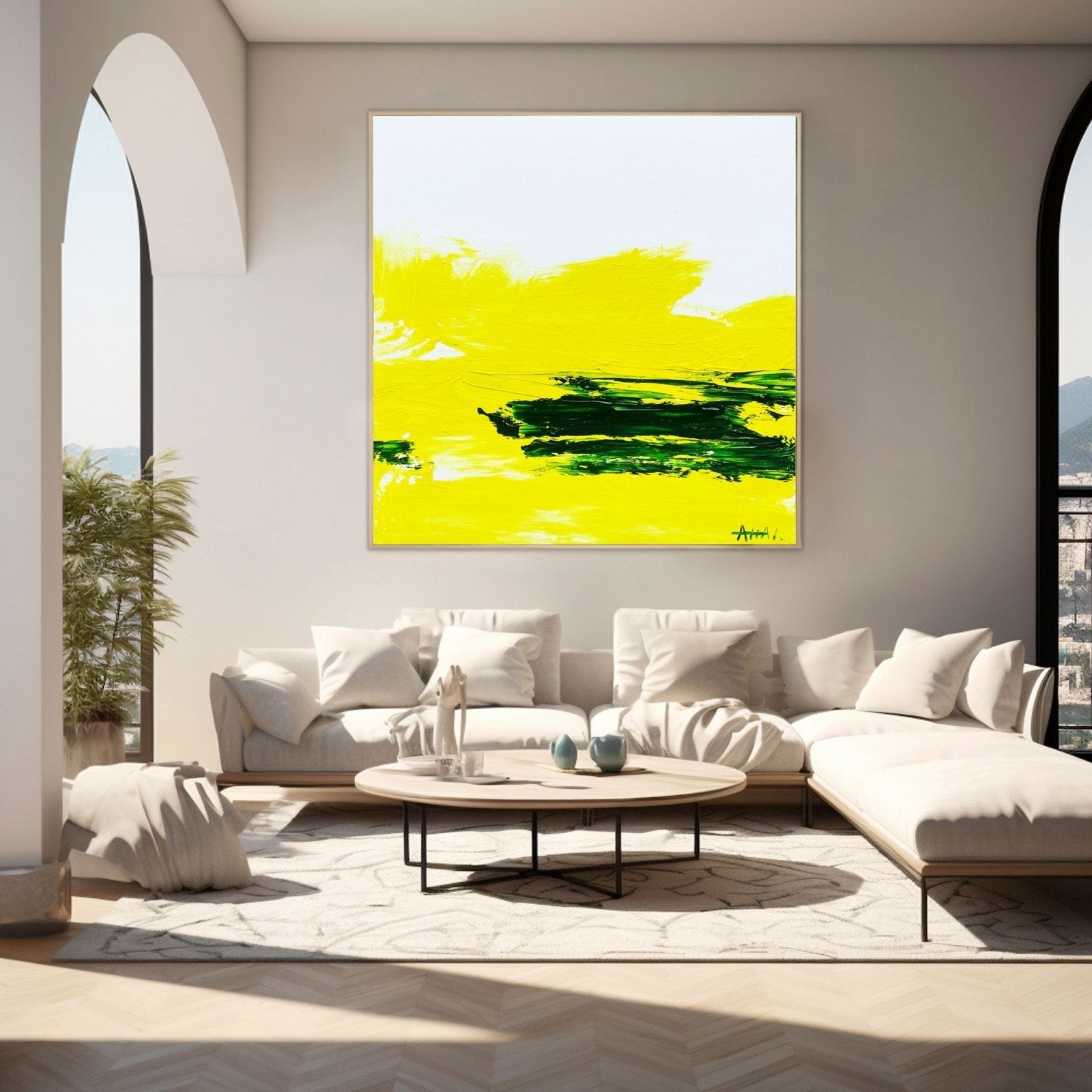 Abstract Painting "Solsken och Grönt”