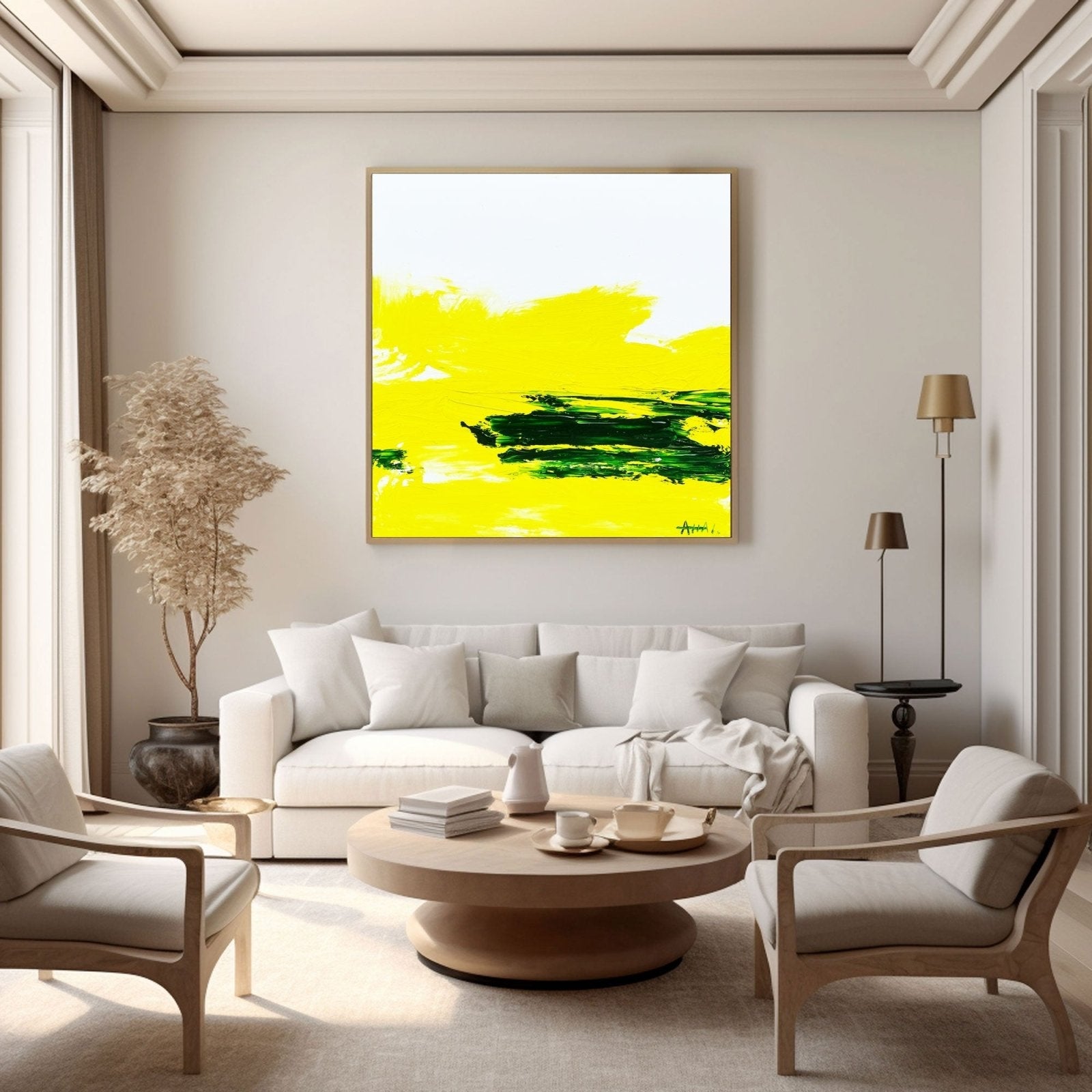 Abstract Painting "Solsken och Grönt”